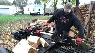 Splitting green ash with the rugged split 37 ton log splitter