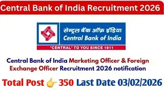 Central Bank of India Marketing Officer &Foreign exchange Officer Recruitment 2026 