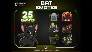 Cute Bat Emotes for Streamers 2025 | Halloween Twitch Emote Pack 🦇🎃Spooky season
