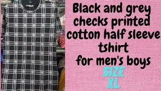 Black grey checks printed cotton t-shirt for men's boys|choice collection| Kakinada|#shorts #tshirts