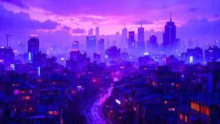 90s Purple Rain Over the City | Lofi Beats to Chill