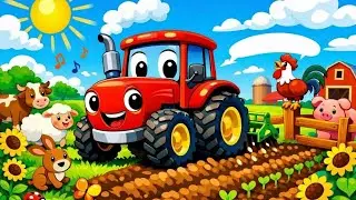 Happy Tractor Song 🚜| Tractor Working on the Farm 🌾🚜 | Fun Farm Animals Nursery Rhyme for Kids 🥁🌻|
