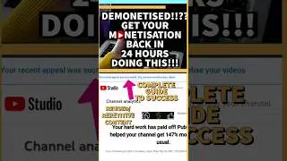 DEMONETISED ON YOUTUBE DO THIS TO GET MONETISED AGAIN IN JUST 1 DAY REUSED REPETITIVE CONTENT SOLVE