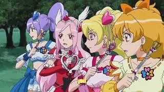 Heartcatch Pretty Cure! y Fresh Pretty Cure! frente a Fusion en Precure All-Stars New Stage (2012)