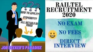 RAILTEL Recruitment 2021| BE B.Tech Diploma Fresher's| NO EXAM| NO FEES| GOVT JOBS 2020 | Apply Now🔥