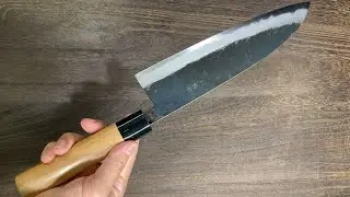 Daisuke Nishida Shirogami No.1 Kurouchi Chef's Knife Gyuto 210mm with Cherry Round Handle