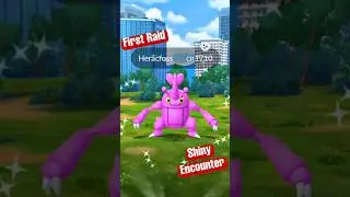 OMG! Shiny Heracross on My FIRST Raid! #pokemon #pokemongo #shorts #shiny