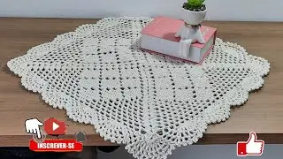 TOALHA DE MESA DOÇURA COM MOTIVO DE LOSANGO | TOALHINHA DE CROCHÊ PASSO A PASSO