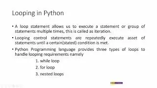 Loops in Python | Loop manipulation Statements | Programming with Python (22616)