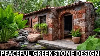 Red Stone Greek House Design |  A Calm Living Design Concept by Nature