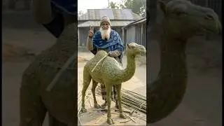 uncle is making camel #aivideo #aiart #aishorts #villagelife #bamboocraft