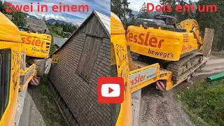 Transport zweier Bagger weiter auf den Berggipfel, Top ( Duas escavadeiras até no topo da montanha.