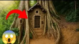 l Built a Hidden Bushcraft Shelter Inside an Ancient Tree 🌳 Rainforest Survival