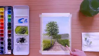 Easy Painting for Beginners / Country Road Landscape In Watercolor