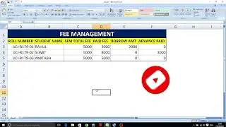 Part-12:: Fees Management System In Excel !! Fees management kaise kre excel me
