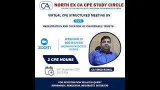 VCM on Registration and Taxation of Charitable Trusts by CA Vinod Rawal on 28.12.2021