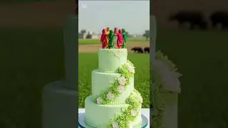 Tany woman baked a oversized Cake 🎂🤯  green cream desi style baked cake.#shorts