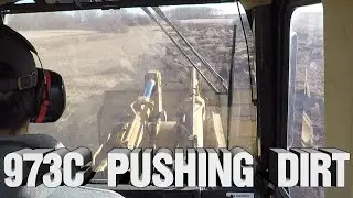 CAT 973C Track Loader Pushing Dirt In Slough