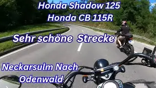 Motorrad Tour  Honda Shadow 125 - Honda CB 125R. Neckarsulm - Nach Odenwald. Sch&ouml;ne Strecke.