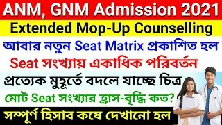 GNM, ANM 2021 Extended MopUp Counselling Seat Matrix Change | GNM,ANM Extended MopUp New Seat Matrix