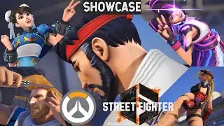 Overwatch 2 x Street Fighter 6 All 8 Skins Showcase (Emotes, Poses, Highlight Intros, and More)