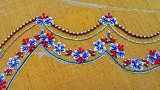 Beautiful Aari Work Blouse Design Using Normal Needle | Maggam Work Blouse Design Using NormalNeedle