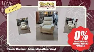 Power Recliner-Almond Leather/Vinyl - Come See It in Person