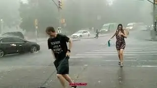 Crazy storm in Flatbush Brooklyn NY 6/14/24 #severeweather #stormy #funnelcloud