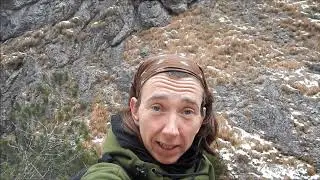 BushcraftGirl scouting ice climbing lines for winter - Safer travel in terrain of high consequence.