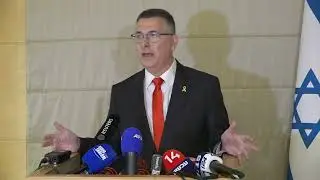 Israeli Foreign Minister Gideon Saar gives a press conference