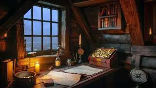 🏴&zwj;☠️ Pirate Captain's Quarters Ambience ⚓🔥 | 8 Hours of Cozy Nautical Atmosphere