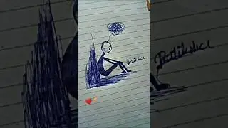 sad drawing | pen drawing ☺️#sad #art #short
