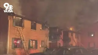 Raw video: Scene of blazing house fire in Landover Hills that displaced dozens