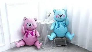 3D Cartoon Cute Pink Blue Beer Assembly Foil Balloon For Birthday Party Decoration Balloon Kids Toy
