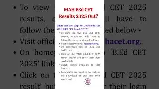 MAH BEd CET Results 2025 Out? Download Link of MAH BEd CET Results