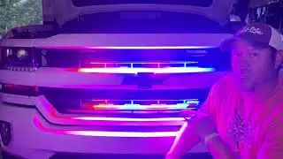 XRIDONSEN 2in1 24 inch Red Blue LED Grill Police Lights for Vehicles Trucks Car Grille