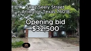 1402 Seely Street, Arlington Texas 76018  is going to auction, opening bid is $32,500