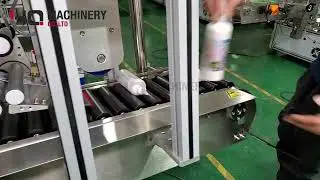 roller conveyor labeling machine for Irregular shape bottle|YQ horizontal label applicator #machine