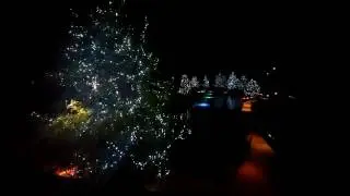 Pearl brewery lights at night during Christmas