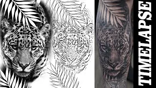 Leopard on the shin - TATTOO TIMELAPSE