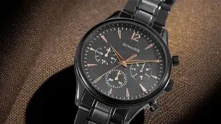 Sonata 77146nm01 Black Metal Multifunction Watch Review #fullpackage