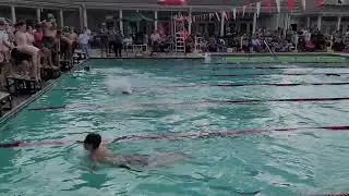 200-yard Medley relay, Hamilton Mill, 22 June, 2023.  Morgan first leg 50 backstroke, lane 4.