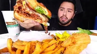 MUKBANG • GEORGES BURGERS • FAT PASTRAMI BURGER + FRIED ZUCCHINI & RANCH