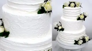 Decorating a Fake Wedding Cake with Royal icing. Simply Lovely White Wedding Cake Like Buttercream
