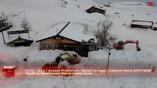 Sicily : Etna : Access Prohibited : Aerial Footage : Cyclone Harry 25-01-2026