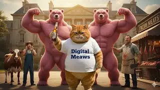 When a Digital Cat Adopts Baby Bears🐻: Steals Meat &Milk 😹🐄 #catvideos #aicat #funnycat #orangecat