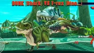 DUNK (Shark) VS Blue T-rex (Dino...) Hungry Shark Primal 2023!