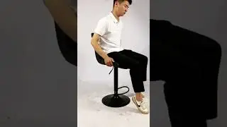 Height Adjustable Modern Bar stools for Kitchen, Vintage Leather, Retro Black