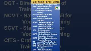 ITI Important Full Forms (NIMI, DGT, NCVT, SCVT, NAPS, NAC, NTC, AITT, CTS, DGE, CITS, NATS, ITC)