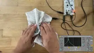 Cloth with copper strip underneath test with bare conductive board and ableton